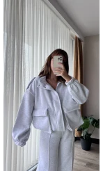 Premium Gri Rengi Bomber Ceket Eşofman Takım