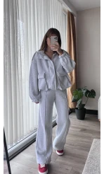 Premium Gri Rengi Bomber Ceket Eşofman Takım