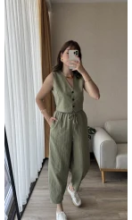 Premium Haki Yelekli Takım