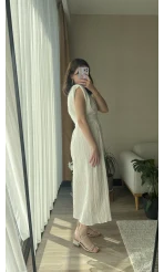 Premium Keten Beyaz Elbise