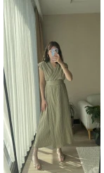 Premium Keten Haki Elbise