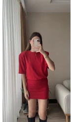 Premium Kırmızı Vatkalı Elbise