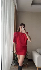 Premium Kırmızı Vatkalı Elbise