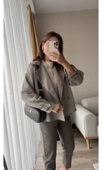 Premium Lin Vizon Tonları Kısa Trençkot
