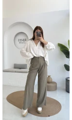 Premium Palazzo Pantolon - Haki