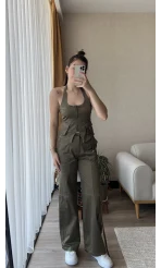 Premium Saten Yelekli Takım Haki Rengi