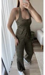 Premium Saten Yelekli Takım Haki Rengi