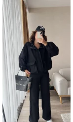 Premium Siyah Rengi Bomber Ceket Eşofman Takım