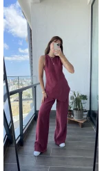 PREMİUM TAKIM Asimetrik Kesim Bordo