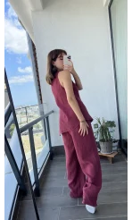 PREMİUM TAKIM Asimetrik Kesim Bordo