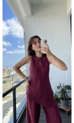 PREMİUM TAKIM Asimetrik Kesim Bordo