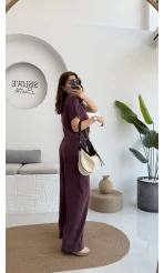 Premium Tensel Bluz Pantolon Takım - Bordo - 51163
