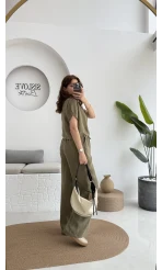 Premium Tensel Bluz Pantolon Takım - Haki - 51163