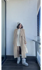 Premium Tüylü Bej Kaban