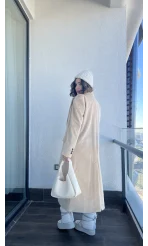 Premium Tüylü Bej Kaban