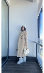 Premium Tüylü Bej Kaban