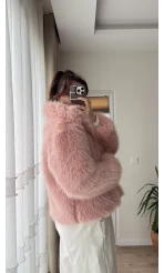 Premium Yakalı Kürk Pembe