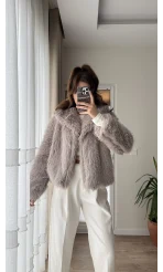 Premium Yakalı Kürk Vizon