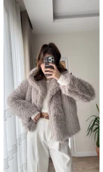 Premium Yakalı Kürk Vizon