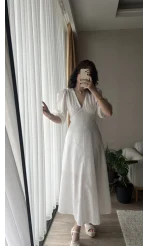 Prenses Beyaz Fiyonk Elbise