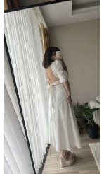 Prenses Beyaz Fiyonk Elbise