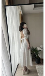 Prenses Beyaz Fiyonk Elbise