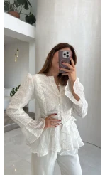 Prenses Dantel Bluz - Beyaz - Kod: 105332