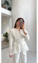 Prenses Dantel Bluz - Beyaz - Kod: 105332