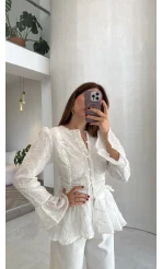 Prenses Dantel Bluz - Beyaz - Kod: 105332