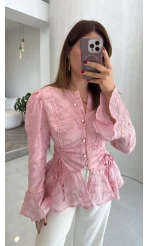 Prenses Dantel Bluz - Pembe - Kod: 105332