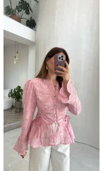 Prenses Dantel Bluz - Pembe - Kod: 105332
