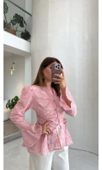 Prenses Dantel Bluz - Pembe - Kod: 105332