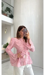 Prenses Dantel Bluz - Pembe - Kod: 105332