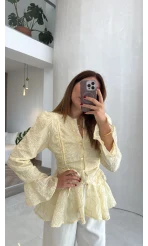Prenses Dantel Bluz - Sarı - Kod: 105332