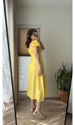 Prenses Yaka Sarı Astarlı Elbise