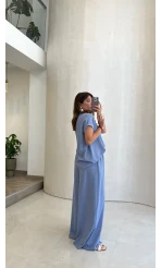 Pretty Bağlamalı Reglan Kol Takım - Mavi - Kod: 9165