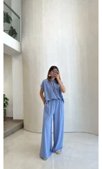 Pretty Bağlamalı Reglan Kol Takım - Mavi - Kod: 9165
