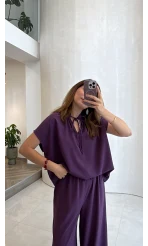 Pretty Bağlamalı Reglan Kol Takım - Mor - Kod: 9165