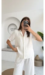 Puf Gömlek-2104-Ekru