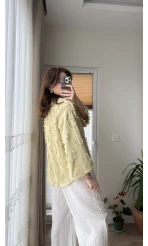 Püskül Detay Bağlamalı Gömlek Haki