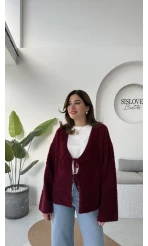 Püskül Yumoş Hırka - Bordo - Kod: 25030