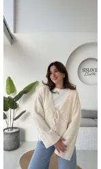 Püskül Yumoş Hırka - Ekru - Kod: 25030