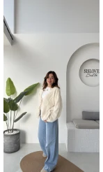 Püskül Yumoş Hırka - Ekru - Kod: 25030