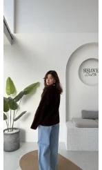 Püskül Yumoş Hırka - Kahve - Kod: 25030