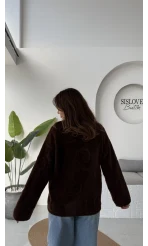 Püskül Yumoş Hırka - Kahve - Kod: 25030