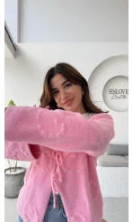 Püskül Yumoş Hırka - Pembe - Kod: 25030