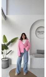 Püskül Yumoş Hırka - Pembe - Kod: 25030