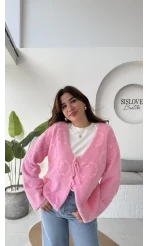 Püskül Yumoş Hırka - Pembe - Kod: 25030