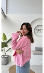 Püskül Yumoş Hırka - Pembe - Kod: 25030