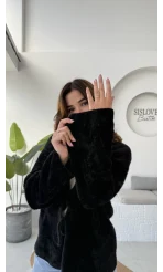 Püskül Yumoş Hırka - Siyah - Kod: 25030